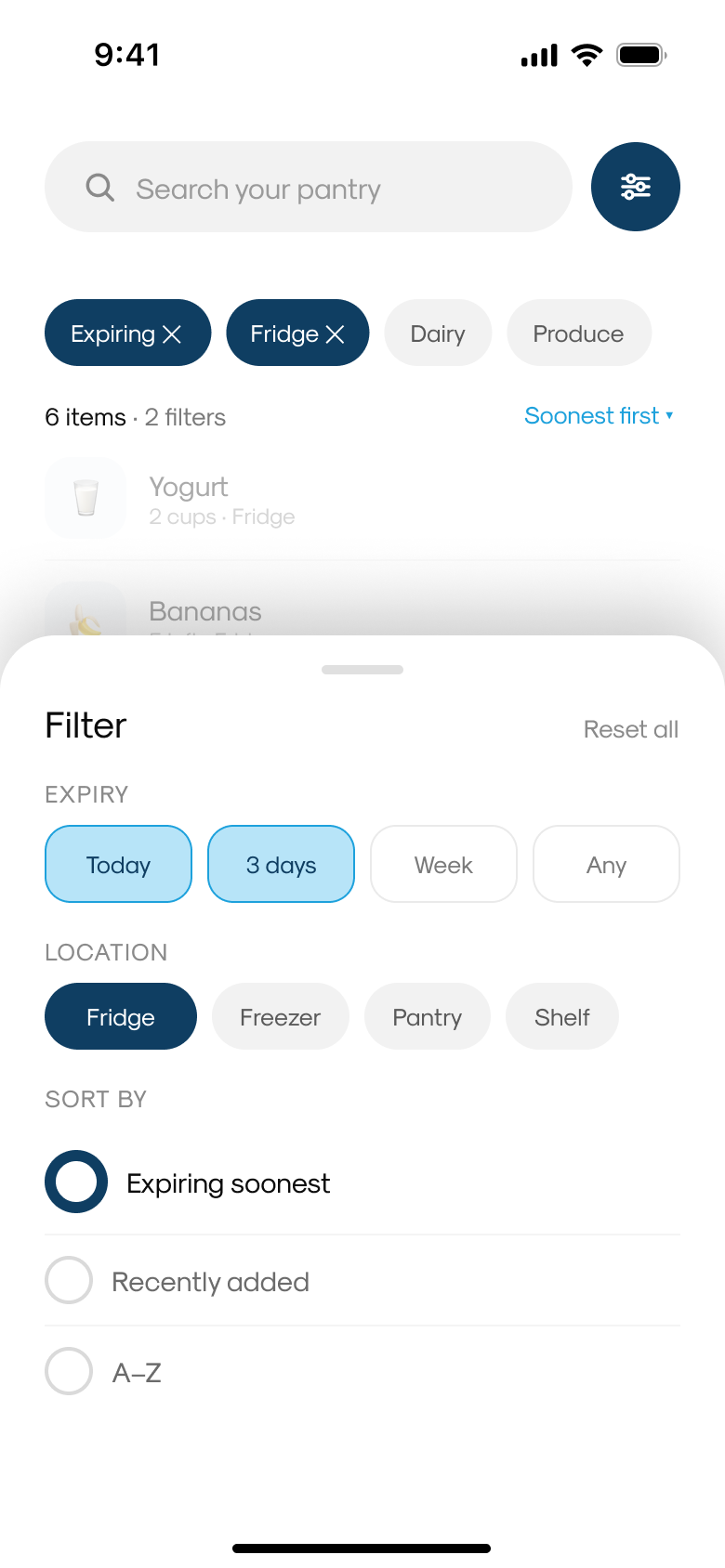 Filter by what expires first